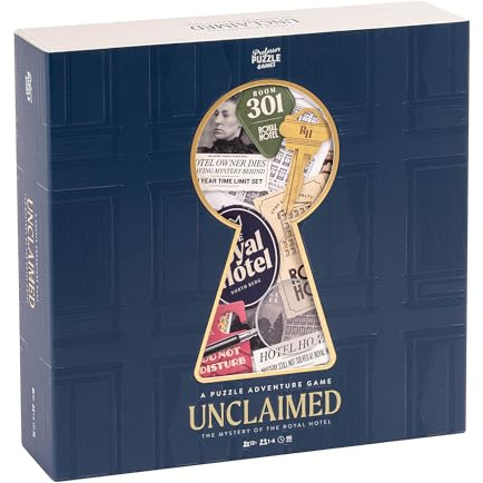 Professor Puzzles Unclaimed Puzzle Adventure Game | Solve Cryptic Mysteries in the Royal Hotel | Fast-Paced Interactive Board Game for Friends and Family | Will You Uncover Lady Danton's Hidden Prize?