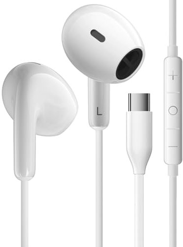 Auriculares USB C para iPhone 15 16 Pro MAX Plus Samsung S24 S25 S23 Ultra S22 A55 A54 A16 5G Auriculares Tipo C con Micrófono Control Volumen Auriculares con Cable Tipo C para Pixel 8 7 Xiaomi 14