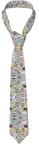 LWJUWOKL Comic Ar Herren-Krawatte aus Seide, modische Krawatte, bedruckte Krawatte, Hochzeit, Party, Schwarz , One size