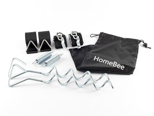 HomeBee® Juego de toldos para Thule Omnistor – Protección contra tormentas para toldo y toldo, toldo de camping, accesorios para autocaravanas, 2 anclajes de tierra de 35 cm, 2 correas tensoras, 2