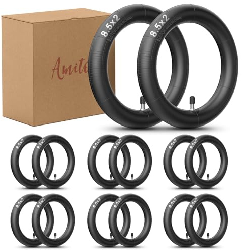 Amitor E Scooter Schlauch 8 1/2 x2 für Xiaomi Pro 2 1S M365 Pro Mi3, 50/75-6.1 Schlauch E Scooter 8,5x2,0 Zoll mit Silber Ventil Gerade, Hohe Elastizität 2MM Verdickter & Langlebig, 14PCS(7 Paar)