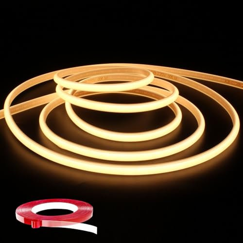 Q.Laomi COB LED Streifen 2m mit Schalter, Super Hell COB LED Strip 230V Direktanschluss LED Leiste, DIY Flexibel Wasserdicht IP65 Lichtband, Lichtleiste 3000K Warmweiß, 2M