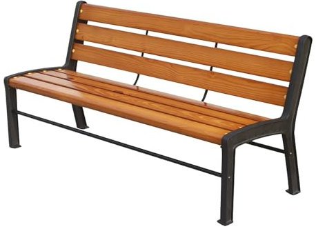 Gartenbank für draußen, Terrassenbank, Gartenbank für draußen, Holzstuhl für die Veranda, Möbelstuhl mit stabilem Stahlrahmen aus Gusseisen, für Außenmöbel im Park der Veranda