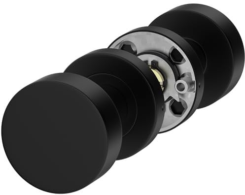 ERGO line Türknauf, Paar runde schwarze Türknöpfe, Türknauf Set, Set mit 2 runden Drehknöpfen, Schwarz Matt