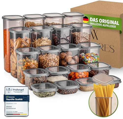 Viwares Vorratsdosen mit Deckel Luftdicht, 20er Vorratsbehälter Set BPA-Frei, Vorratsdose zur Müsli Mehl Aufbewahrung Küche, Praktische Organizer Küche, Frischhaltedosen für Lebensmittelaufbewahrung