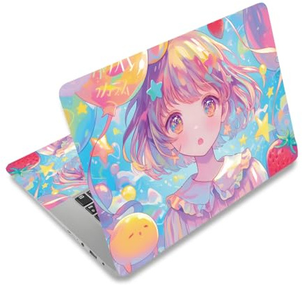 PLIGREAT Kawaii Mädchen Laptop Haut Aufkleber Aufkleber Passend für 12 13 13,3 14 15 Zoll Laptop Niedliche Universal Abnehmbare Vinyl Notebook Cartoon Art Schutz Netbook PC Abdeckung Aufkleber