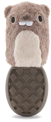 BARK Super Chewer Beaver Dog Toy, Durable Rubber and Plush, Medium/Large, Brown and Grey