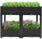 Fioriera rialzata a doppio piano, rettangolare, effetto rattan, 4 fioriere verticali, in PP, per giardino, balcone