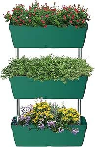SelectTraders 3 Tier Raised Planter, Free Standing Vertical Planter for Gardens, Weather-Resistant Planters for Flowers, Herbs & Vegetables