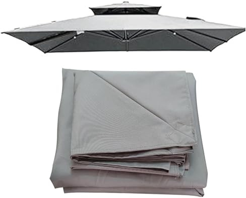 Ersatz-Sonnenschirm, quadratisch, 3 x 3 m, wasserdicht, lichtbeständig, für Garten und Terrasse, 8 Arme, Pavillon, Stoffbezug (grau)