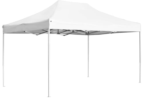 Profi-Partyzelt Faltbar Aluminium 4,5x3 m, Weißes Pop-Up Festzelt, Wasserdichter Outdoor-Sonnenschutz für Garten, Terrasse, Strand, Camping, Schwerlast-Gartenzelt