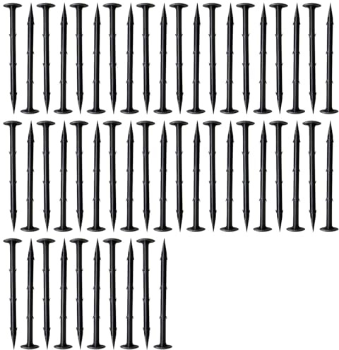 Clavos de Anclaje para Jardín, 50 Piezas, Clavos de Plástico Negro para Bordes de Paisajismo, 20 cm, Fijación Segura para Césped, Hierba y Estacas para Jardín
