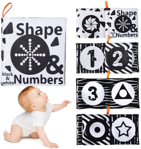 GWEOR Kontrastbuch Baby - Kontrastbuch baby, Schwarz Weiß Doppelseitig Baby Stoffbuch - Kontrast Spielzeug Baby 0 3 6 12 Monate - Ideal für die Visuelle Entwicklung und die Bauchlage