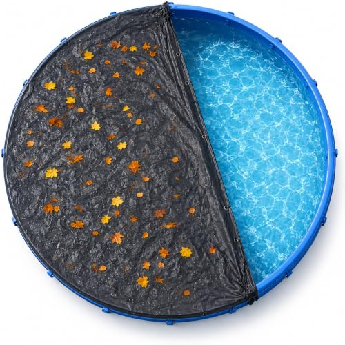 Telo di copertura per piscina rotondo, extra spesso, 200 g/m², resistente ai raggi UV, per l'estate e l'inverno, colore nero (320 – 366 cm (diametro 420 cm)