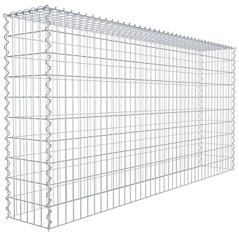 Panier de pierre gabion carré, Largeur de maille 5 x 10 cm, profondeur 30 cm, la culture Panier de type 3, spirale Fermeture, galvanisé 200 x 100 x 30 cm