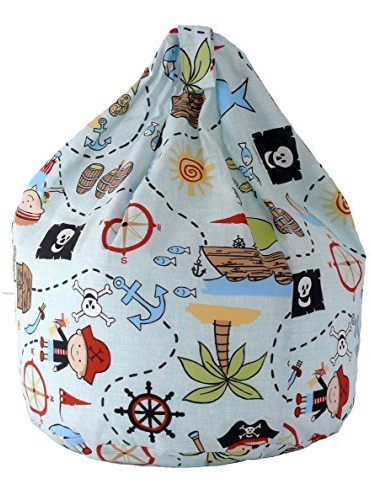BeanLazy ® 100% Cotton Large Blue Pirate Island Bean Bag With Filling