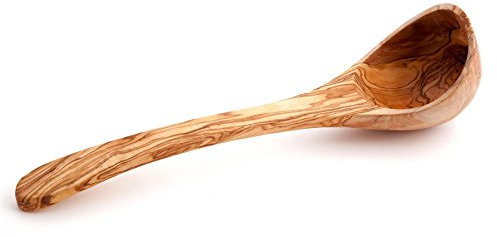 Verano Spanish Ceramics Olive Wood Ladle - Sustainably Sourced - Home Dining Room Table Kitchen Restaurant Café Bar Cooking Mixing Serving Soup Wooden Utensil - 25cm
