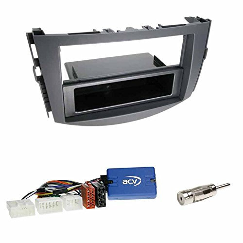 Einbauset: Radioblende Doppel-DIN 2-DIN Radio Blende mit Ablagefach schwarz + Zenec LFB Radio KFZ Adapter Lenkradadapter + Antennenadapter geeignet für Toyota RAV4 ab 03/2006-03/2013