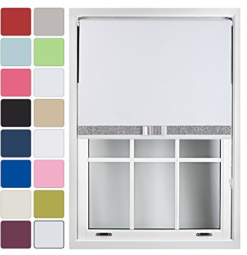 FURNISHED Blackout Roller Blinds Made to Measure with Glitter Trim & Bow - White 2 120cm x 165cm