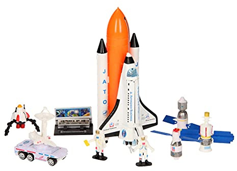 JohnToy 26055 Space Shuttle Playset Large with Light and Sound, Multi-Coloured