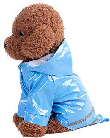 Sarekung Im Freienwelpen Haustier Regenmantel mit Hauben Wasserdichten Jacken PU reflektierendem Regenmantel für Hunde Katzen Kleid Kleidung