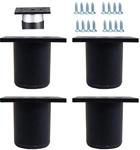 Lot de 4 pieds de meubles de cuisine en Aluminium - Réglables - Ronds - pied de support pour canapé de meuble capacité de charge 100 kg-5cm-Noir