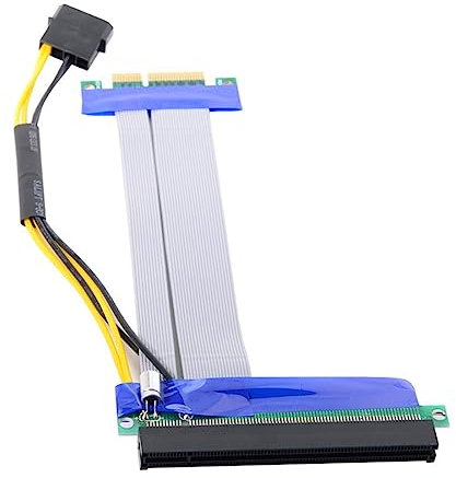CY PCI-E Express Adapter mit 4-poliger Stromversorgung für 4 bis 16-fache Flexkabelverlängerung und Adapter für Riser-Karten, 15 cm