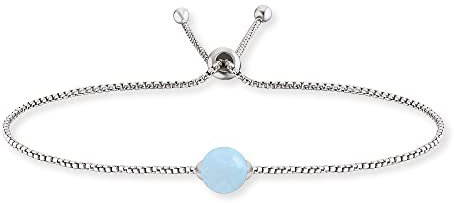 Engelsrufer Damen Armband aus Sterling Silber und blauer Achat Kraftstein Anhänger, verstellbarer Schiebeverschluss, nickelfrei, ERB-LILGEM-BA