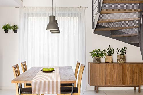 FILU Tischläufer 40 x 150 cm Beige/Weiß gestreift (Farbe und Größe wählbar) - hochwertig gefertigter Tischläufer aus 100% Baumwolle im skandinavischen Landhaus-Stil