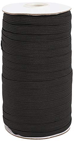 Cheriswelry bande élastique noire 3/8 plat tressé cordon élastique boucle d'oreille corde sangle pour la couture bricolage oreille cravate artisanat faisant, environ 90~100 mètres