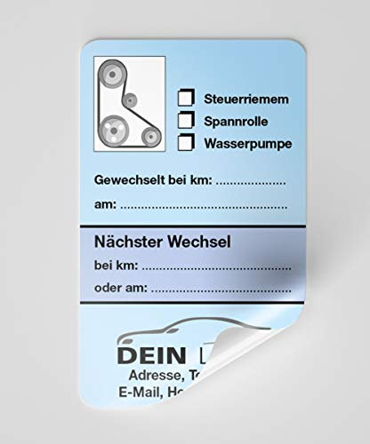 KFZ-Zahnriemen-Steuerriemen-Aufkleber Blau 1000 Stück Firmenlogo