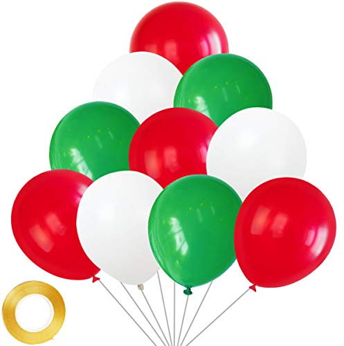 Yiran Frohe Weihnachten Luftballons - 30 Stück Latex Rot Grün und Weiß Partyballons Partyballons Weihnachtsdekorationen für Geburtstag Party Dekorationen Weihnachten Dinnerpartys