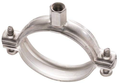 2 Stück - Rohrschellen Edelstahl ohne Dämmung Größe 53-57 mm M8/M10 V4A