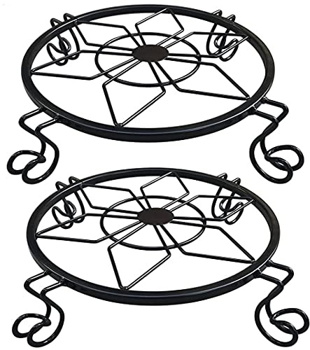 NEISRAI Flower Pot Stand Heavy Duty 2 Pack Planter Holder Indoor Outdoor Home & Garden Decor(Black)
