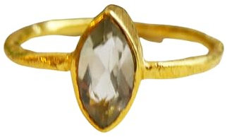 Petite Marquise Grüner Amethyst Vergoldet Sterling Silber Ring Natürlicher Edelstein Geburtstagsgeschenk Weihnachtsgeschenk Handgefertigte Geschenkideen für Frauen (Größe: US Size 8 / Diameter 18.2)