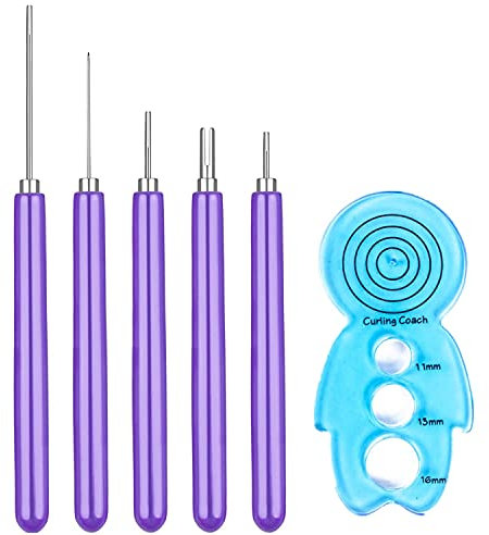 6-in-1 Quilling-Werkzeuge, multifunktionales Schlitz-Papier-Quilling-Werkzeug-Set mit Quilling-Curling-Coach für Anfänger, Kunsthandwerk, DIY Papierkarten, Projekt