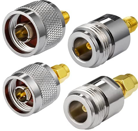 Vecys RP SMA vers N Type Adaptateur RP SMA Adaptateur d'antenne WiFi 4 Kit pour WLAN Extérieur Antenne RPSMA WLAN 4G Routeur WiFi Routeur sans Fil Bluetooth (4 Pièces)