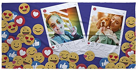 LolaPix Strandtuch Emoji. Strandtuch mit Namen. Personalisiertes Strand Badetuch. Personalisierte Handtuch. Personalisierte Geschenke. Verschiedene Designs und Größen. Emoticon
