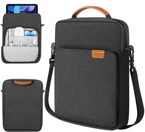 TiMOVO 9-11 Inch Tablet Sleeve Bag with Shoulder Strap for iPad 11-inch A16 2025, iPad 10th Gen. 10.9/10.2, i Pad Air 11/5th/4th Gen.10.9, Galaxy Tab A9 Plus 11, Black & Grey