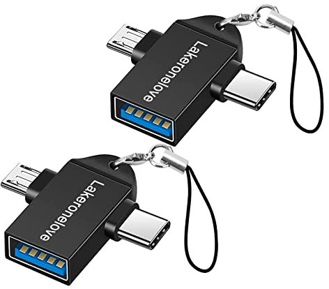 Lakeronelove OTG Adapter 2 in 1 Type C Micro USB 3.0 OTG adapter converter used for data synchronization. Compatible with MacBook Pro/Air iPad Pro OTG Micro and Type-C Devices