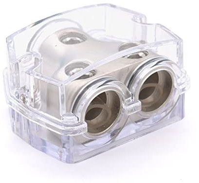 maxxcount PowerSplitter Strom Verteiler Block 1x 0GA Eingang auf 2X 0GA Ausgang für KFZ, Auto, Boot, Wohnmobil, Verstärker, Car HiFi Kabel, Heim HiFi oder Elektronik, Werkstatt
