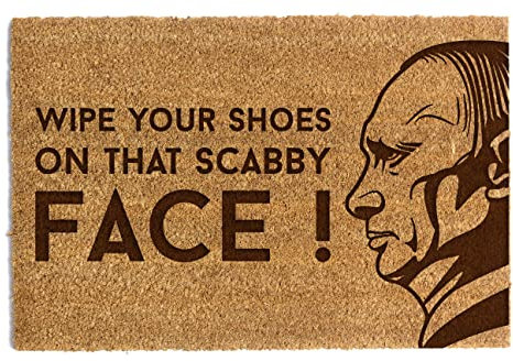 Happenings Fußmatte aus Kokosfaser mit Text zum Abwischen Ihrer Schuhe auf dem Gesicht! Eingang Natürliche Matte rutschfest 40 x 60 cm Unterstützung für die Ukraine No More War
