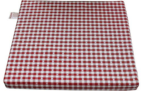 SeGaTeX home fashion Sitzkissen Leni Rot kariert mit Herzen komplett mit Schaumstoff-Füllung 35 x 38 x 3,5 cm aus der Landhausserie Leni