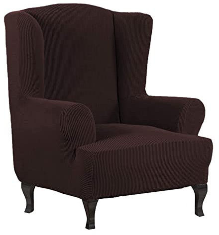 GUYIRT Sesselbezug Sesselhusse High Stretch 1-teilig Husse Für Ohrensessel Mit Elastischem Boden Ohrensessel Überzug Waschmaschinenfest -Brown-A