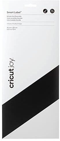 Cricut Joy Smart Label Writeable Vinyl Removable | Black | 33cm (13) | 4 x Self Adhesive Sheets | for use with, 2010002