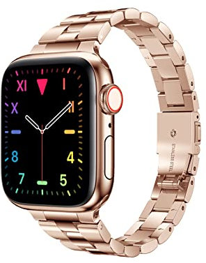 Cinturino di ricambio in acciaio inossidabile compatibile con Apple Watch da 38 mm, 40 mm, 41 mm, 42 mm, 44 mm, 45 mm, 49 mm, elegante, sottile, in metallo, regolabile, per iWatch serie Ultra 8, 7, 6,