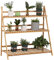 Outsunny Étagère à plantes en bambou, étagère à fleurs, support de pots de fleur pliable, porte plantes, 3 étagères, 98 x 37 x 96,5 cm pour Intérieur Balcon Jardin Terrasse