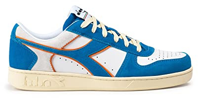 Diadora Magic Basket Low Suede Leder Turnschuhe Unisex Erwachsene, Royal White, 44 EU