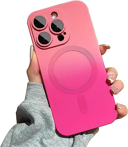 Rokmym Silicone Liquide Coque Magnétique pour iPhone 12, Etui avec Mag-Safe Case Faster Charging Ultra Léger et Mince avec Effet de dégradé Housse de Protection Antichoc