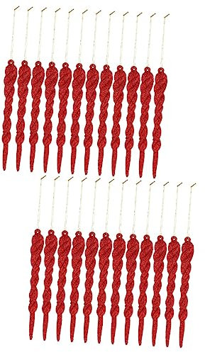Amosfun 24 STK Weihnachtseiszapfen Eiszapfen Weihnachtsanhänger Ornament Eiszapfenverzierungen Aus Kunststoff Kristall-eiszapfen-Ornament Krippenschmuck Eingesackt Plastik Kleiner Anhänger